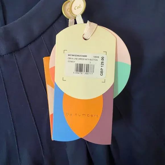 NWT Ted Baker London Navy Blue A-line Shift Dress Preppy Cotton Women's size 2 - Picture 3 of 11